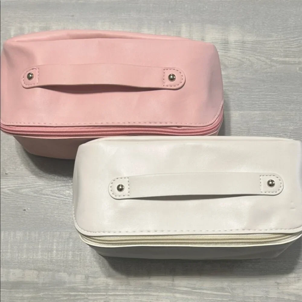 NEW Large Travel Makeup Bag - Pink or Cream